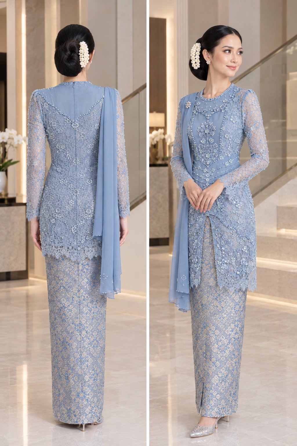 Kebaya Ivory Rustic Blue — foto 1