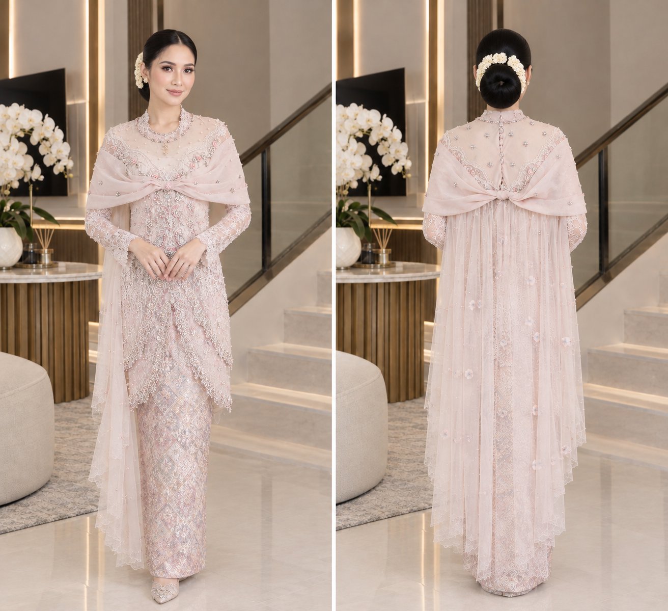 Kebaya Ivory Pink Floral (by Ivory Studio)